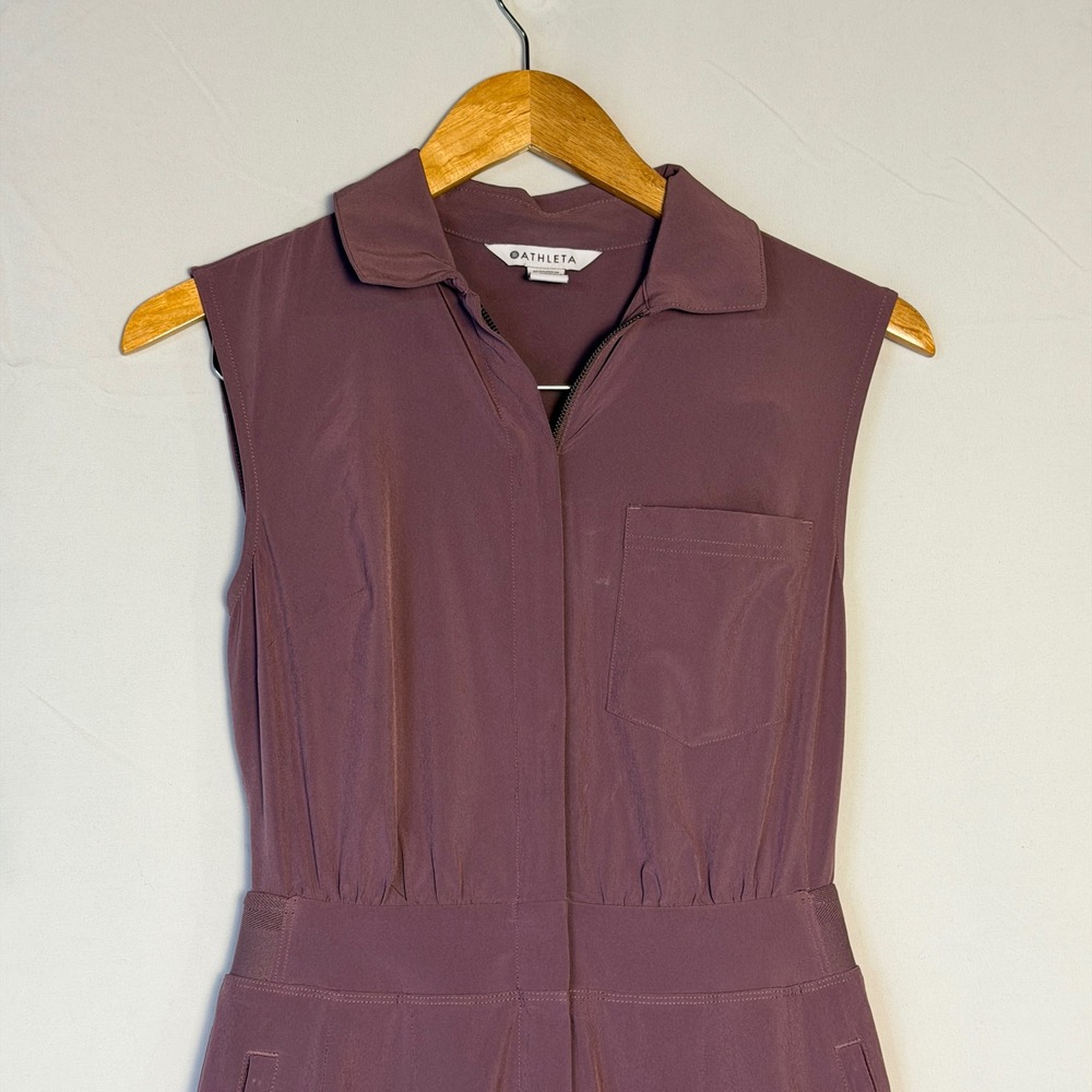 Athleta Brooklyn Heights Jumpsuit Plum Mauve Wide Leg Sleeveless Size 0 - Picture 3 of 16